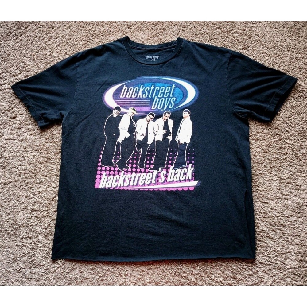 Backstreet Boys T-Shirt Women's LARGE/XL Black Graphic Print Side Slits - Picture 1 of 6